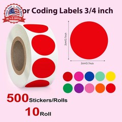5000 PCS 3/4″ Colored Dot Stickers – 10 Bright Colors Removable Color Coding Lab