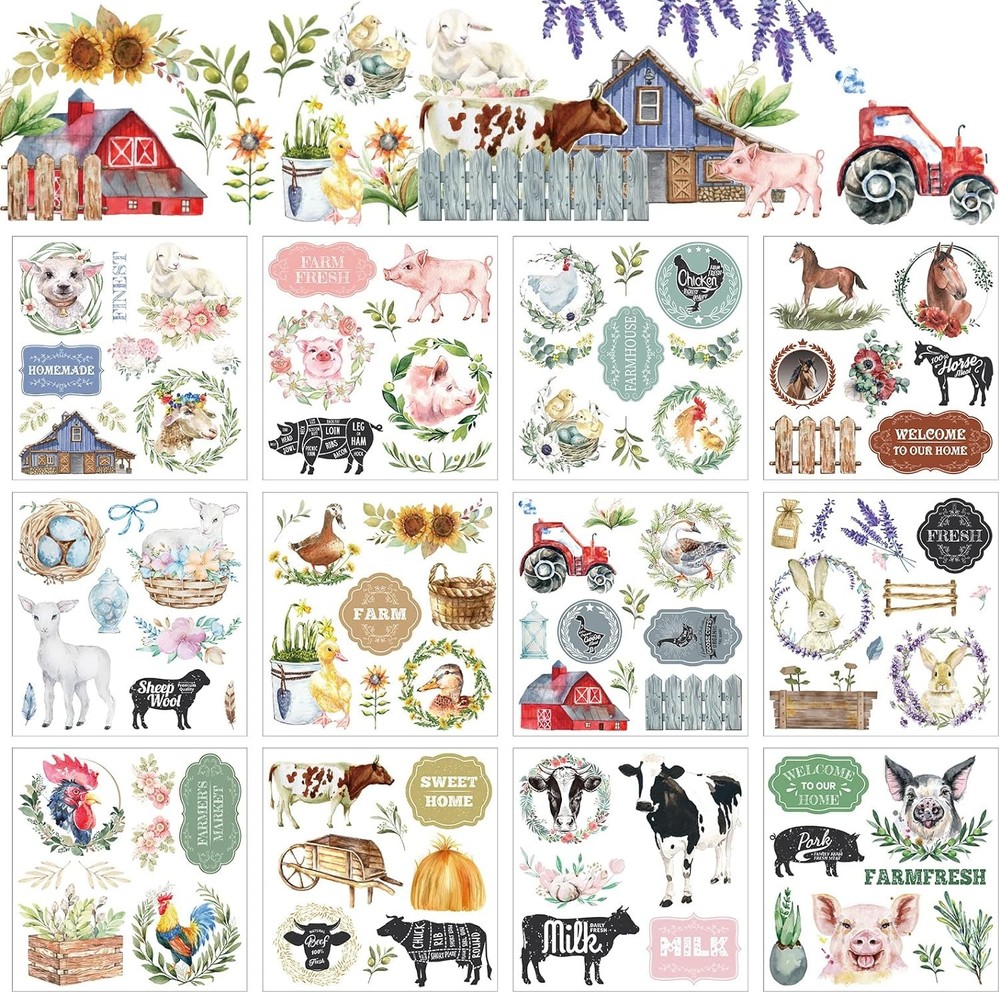 12 Sheets Rub on Transfers for Crafts and Furniture Rub on Transfer Stickers Dec