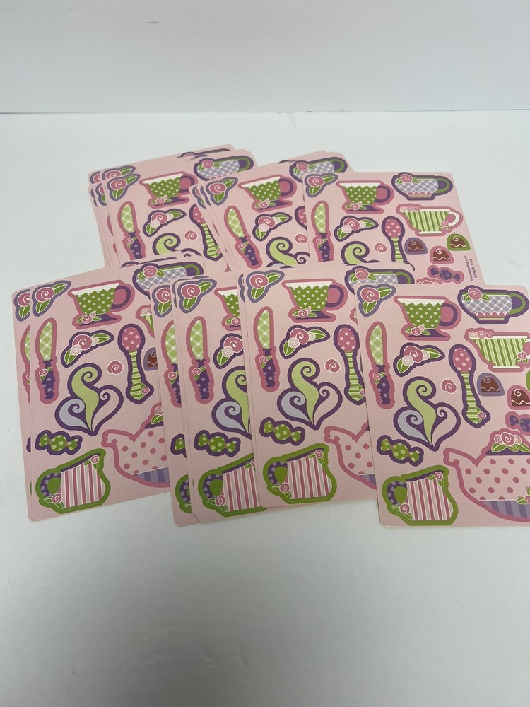 24 sheets Oriental Trading Company stickers Teapot Mugs candy Cups Pot Utensils