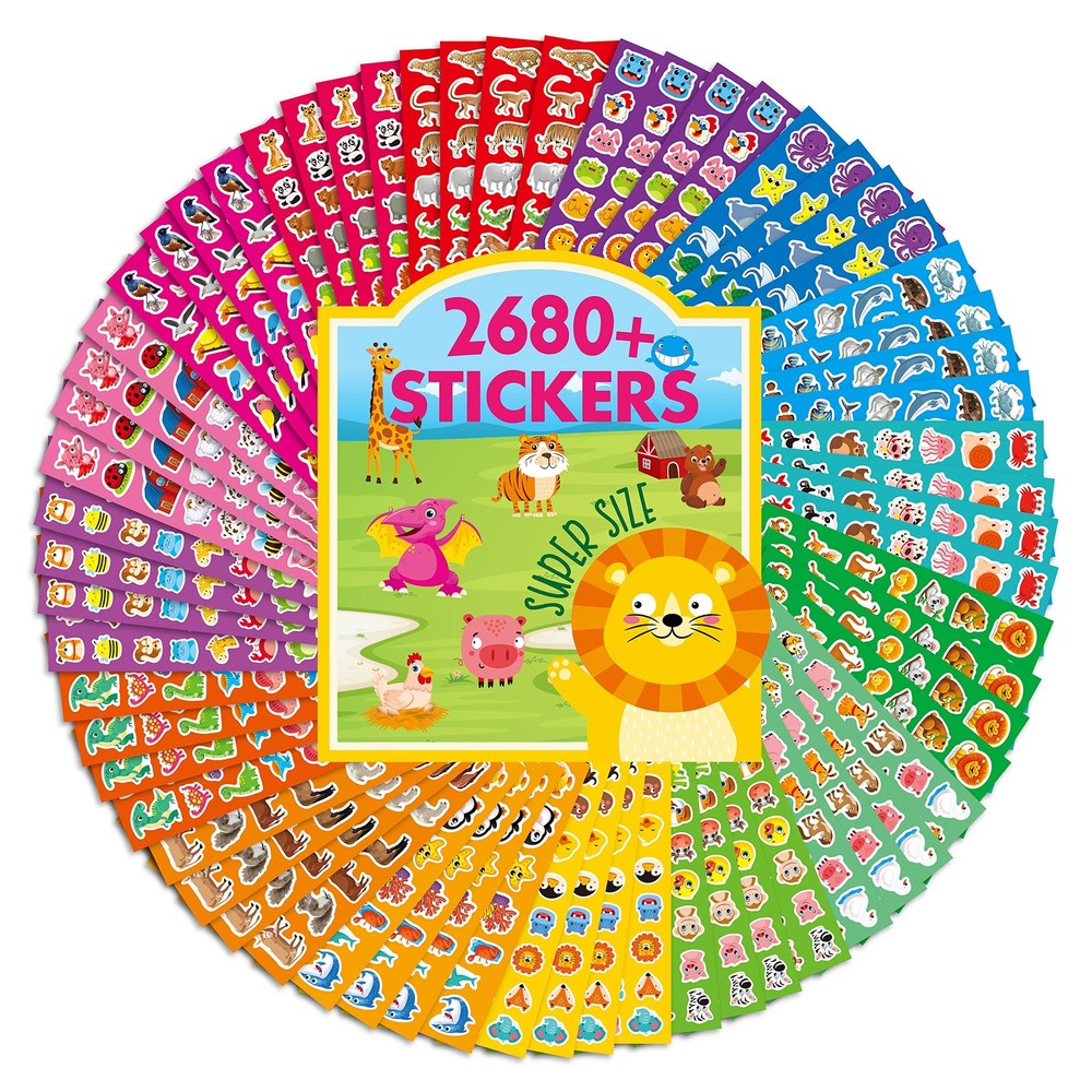 2680+ Animal Stickers, 64 Sheets Adorable Cartoon Animal Designs, Various The…