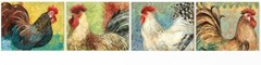12 Beautiful Susan Winget 1 1/2″ x 1 1/4″ ROOSTER CHICKEN Stickers USA MADE #13