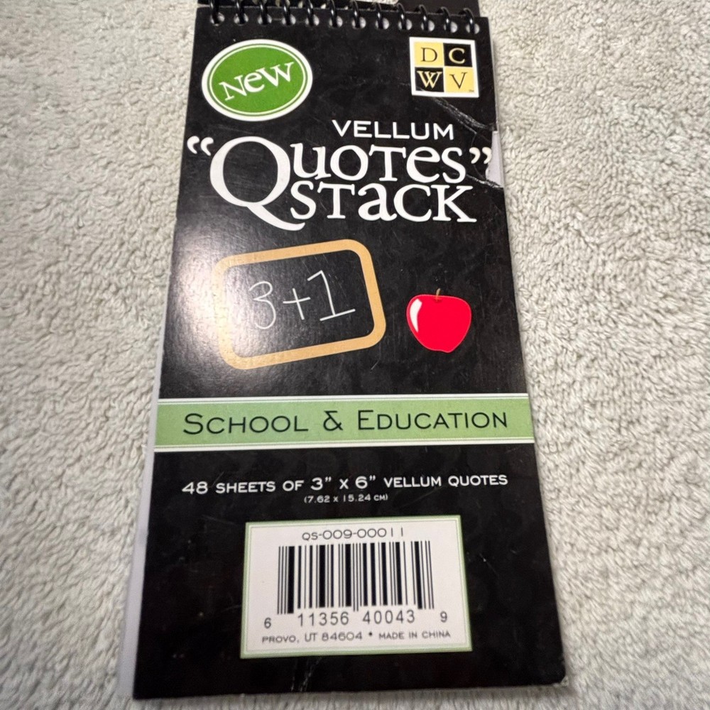 DCWV Vellum Quotes Stacks 3×6 Vellum School & Education 48 Sheets Teacher Unused