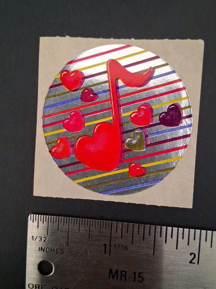 Vintage Stickers Lisa Frank Rainbow Hearts Music Notes Sticker Mod VTG 80s FOIL