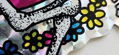 Vtg Bj Decal Jumbo Sticker Unicorn Prism Specialties 9″ giant rainbow flowers