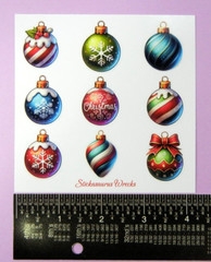 Christmas Ornaments Snowflakes & Stripes Sticker Sheet