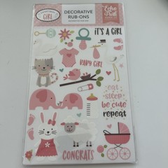 Echo Park SWEET BABY GIRL Decorative Rub-ons Embellishments Scrapbooking Animals