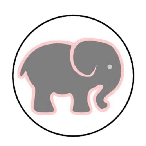 48 Pink & Grey Elephant! ENVELOPE SEALS LABELS STICKERS 1.2″ ROUND
