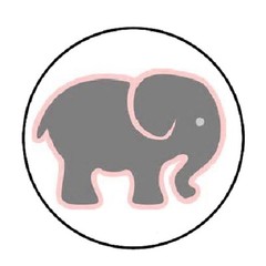 48 Pink & Grey Elephant! ENVELOPE SEALS LABELS STICKERS 1.2″ ROUND