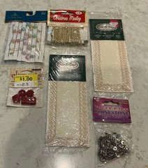 NEW NICE LOT OF SCRAPBOOKING/CARD MAKING ACCENTS/BEADS/RIBBON-GREAT VARIETY!