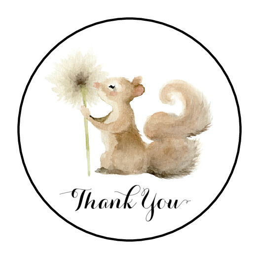 30 1.5″ THANK YOU SQUIRREL FAVOR LABELS ROUND STICKERS ENVELOPE SEALS