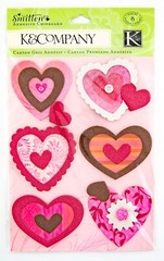 K&Company Dimensional Stickers Smitten Chipboard Hearts 8pc Set