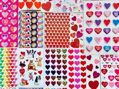 399+ STICKERS Valentine Day Theme Card Making Heart Love Quotes Red School Party