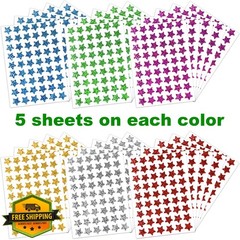 Lrogoe Holographic Star Stickers 6 Colors 0.6″