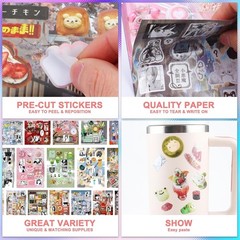 800Pcs Cute Scrapbook Stickers Travel Japanese Sticker Book for Adult Kawaii Kor