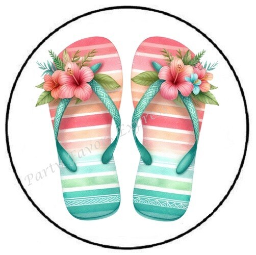 TROPICAL FLIP FLOPS ENVELOPE SEALS LABELS STICKERS PARTY FAVORS