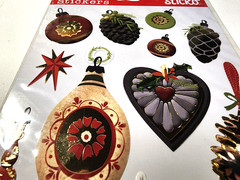Metallic Christmas Ornaments 3D Sticko Stickers – Embossed Foil Pinecones 16pc