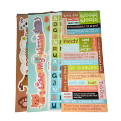 Dog and Cat Colorful Scrapbook Mylar Stickers Puppy Kitty Catnip Leash Meow