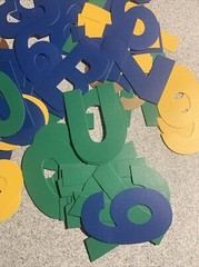 Lot Of 4” Jumbo Letters And Numbers – Green, Yellow, Gold & Blue (A8)