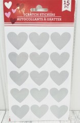 Heart Scratch Off Stickers 2.5″ or 1.5″ Red Silver Pink Valentines Day DIY Craft