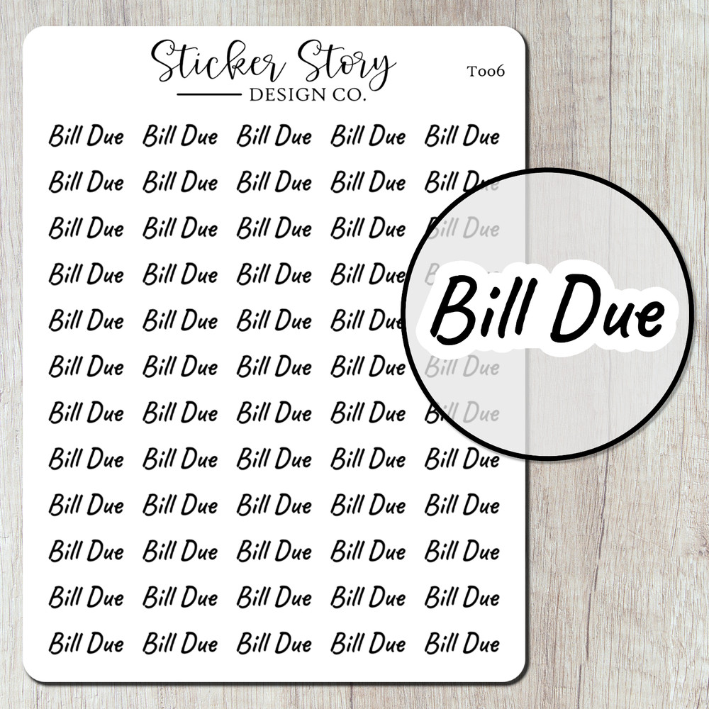 Bill Due Planner Stickers
