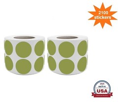 Colored Dot Stickers Olive Green 3/4 » Round Labels (19MM) 2100 Labels on Rolls