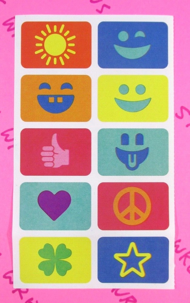 Peace Sign Sun Heart Star Clover Trophy Sticker Sheet