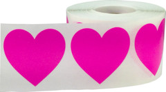 Heart Stickers | 1.5″ Inch Wide – 500 Pack | Pick One Color