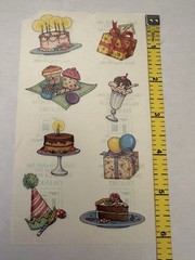 Vintage 1990s Mary Engelbreit Birthday Sticker Sheet 8 NOS Melissa Neufeld Ink