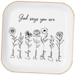 God Says You Are Bible Verses Ceramic Jewelry Tray，Gifts For Christian