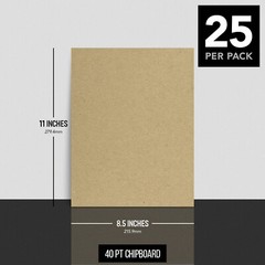 Brown Kraft Chipboard – Heavyweight 40 Pt. (Point) Cardboard – 25 Sheets