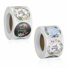 2 Roll / 1000 pcs 1″ Assorted Floral Thank You Stickers Round Sealing Labels US