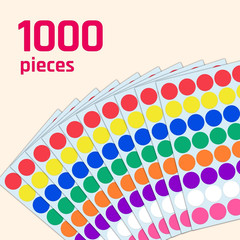 1000 Pack, 1 inch – Colored Round Circle Dot Stickers, Garage Yard Sale Price St