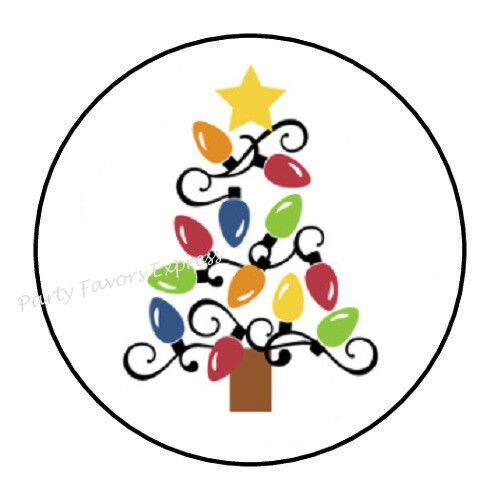 30 CHRISTMAS TREE LIGHT BULBS ENVELOPE SEALS LABELS STICKERS PARTY FAVORS 1.5″