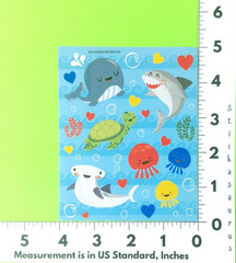 Sea Life Kids Sticker Sheet Shark Whale Turtle Jelly Fish