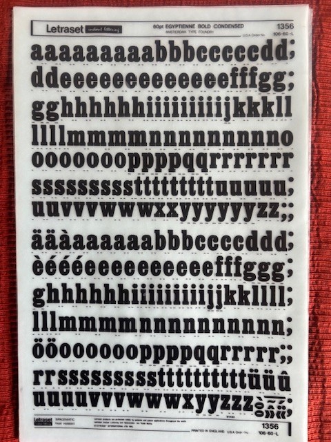 2 Letraset INSTANT LETTERING Transfer Letters Egyptienne 60pt bold con 1