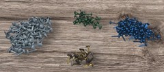 Lot Of 205 Mini Colored Brads Decorative Scrapbooking Gray Metallic Green & Blue