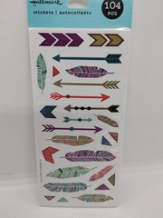 Hallmark Stickers Arrows and Feathers 4 Sheets 104 Pieces