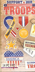 Sticko 14pc Military Support Our Troops Stickers Patriotic USA Scrapbooking, NEW