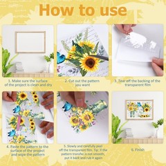Obookey Rub on Transfers for Crafts and Furniture Stickers, Sunflower