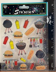 NICOLE STK173 COOK OUT SET OF HOLOGRAPHIC STICKERS GRILL BURGER MUSTARD HOT DOG
