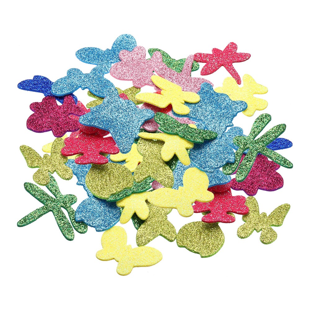 60Pcs Foam Stickers EVA Adhesive Glitters Foam Shape Sticker Little Animals