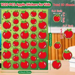 LINAYE Apple Stickers for Kids 1020 Count Fruit Shapes for Teacher Rewards, …
