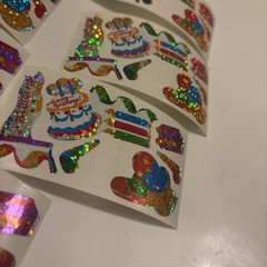 Vtg 1980s stickers Hambly Studios Mylar Foil Shiny Birthday Stickers Set 7 (a83