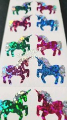 JILLSON & ROBERTS HAMBLY STICKERS PRISMATIC GLITTER MULTICOLOR MINI UNICORNS