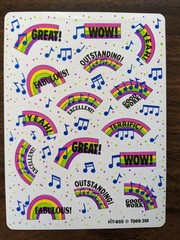Vintage 80s/90s Rainbow Music Note Reward Incentive Encouragement Stickers 3M