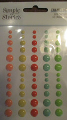 Simple Stories Crafts Enamel Dots Pastel Pink Blue Yellow Green Orange X3