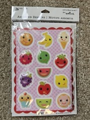 Stickeroni from Hallmark, Puffy Fruit Stickers, Banana Orange Lime Lemon Grape