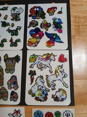 Vintage 1980s Stickers Prism Sparkle BJ Unicorns Insects Animals Faces 12 Sheets