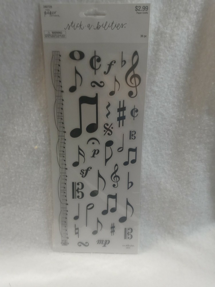 Scrabooking Stickers — Music Notes — 36 Pieces NEW — Large