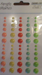 Simple Stories Crafts Enamel Dots Pastel Pink Blue Yellow Green Orange X3